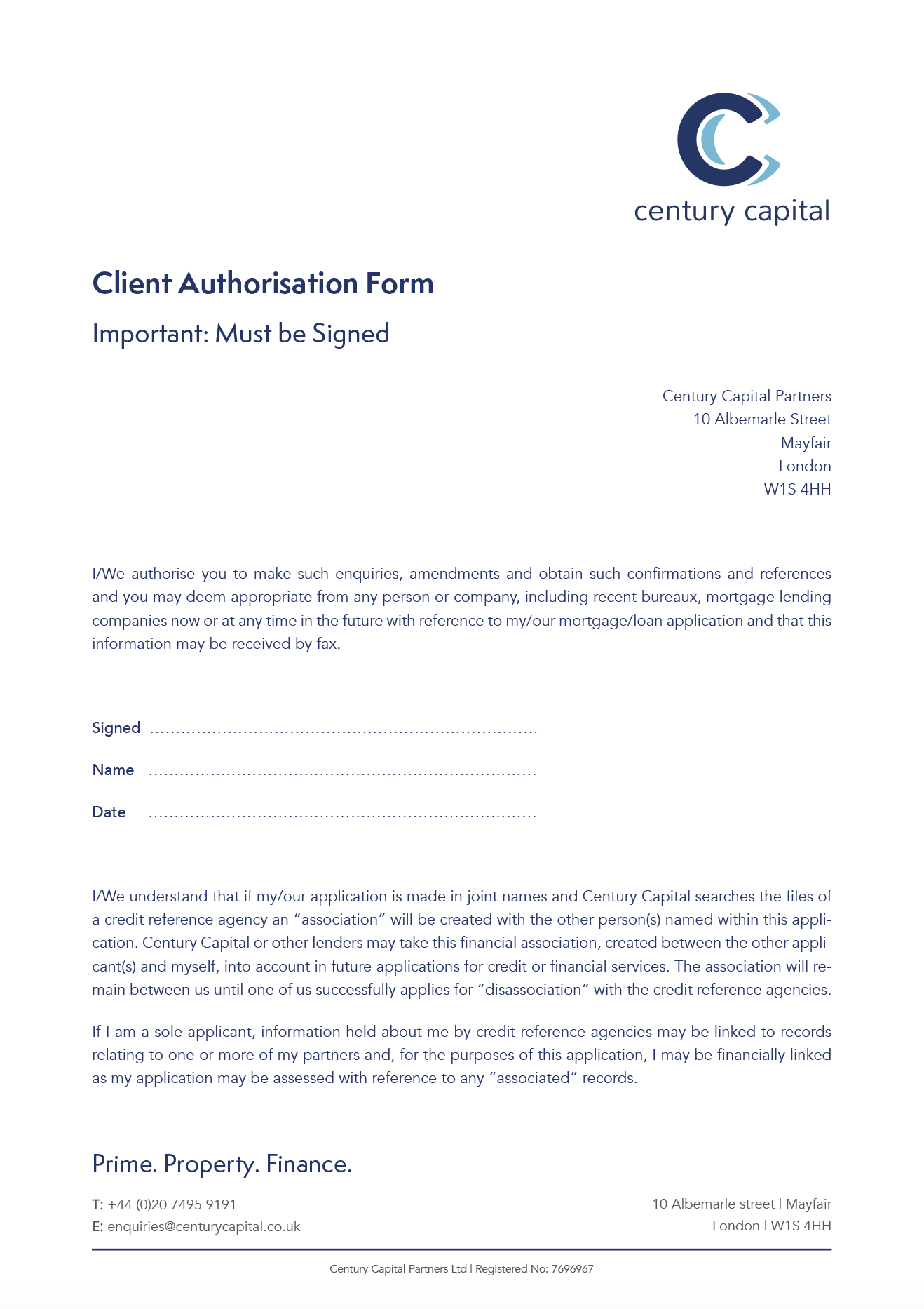 Client Authorisation Form