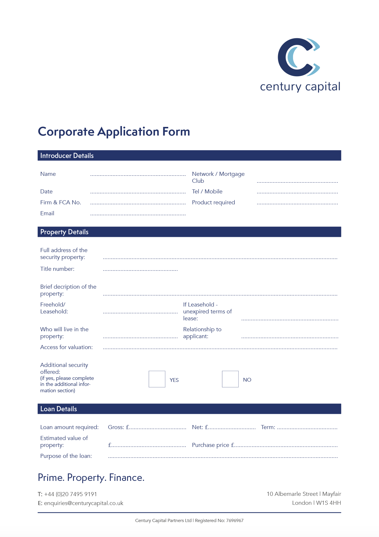 Corporate Application Form