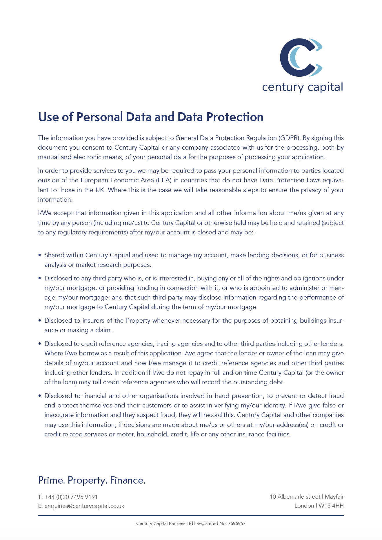 Use of Personal Data and DP Declaration